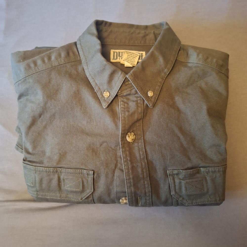 Duluth Trading Co Men's Olive Button Down Shirt